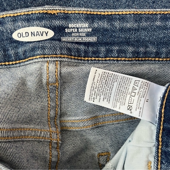 Old Navy Jeans Women's 14 Plus Size Blue Rockstar Super Skinny High Rise Pockets - Picture 9 of 9